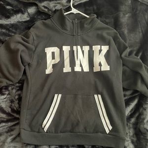 Black Victoria Secret PINK logo quarter- zip sweatshirt